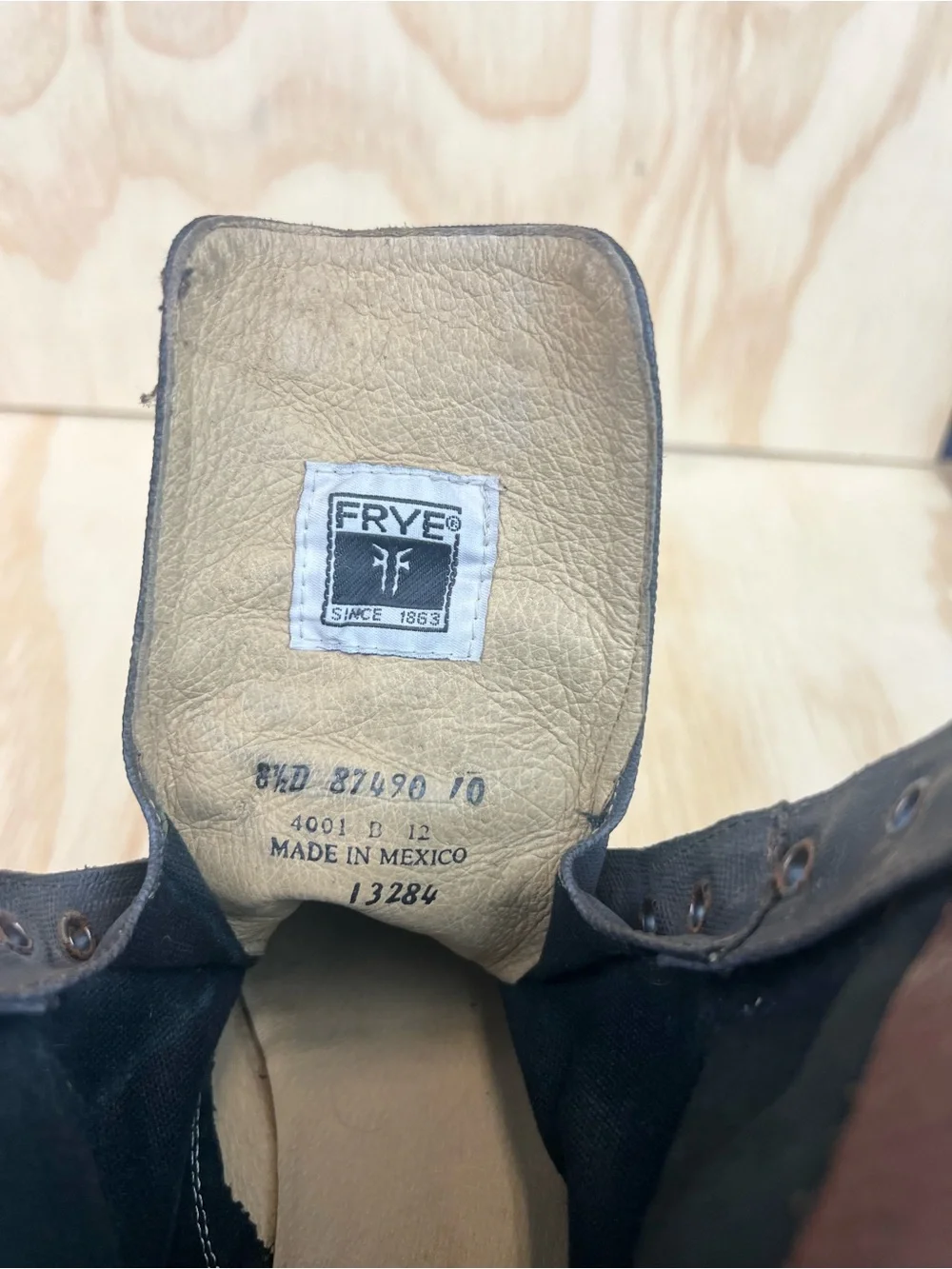Frye Brown and Black Leather and Canvas Lace-Up Combat Boots